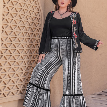 Plus Size Printed Wide Leg Pants