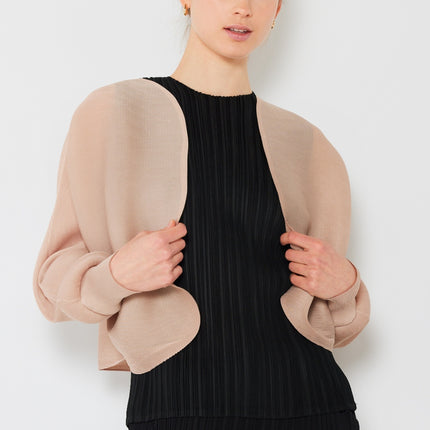 Marina West Swim Rib Pleated Puff Sleeve Bolero Cardigan