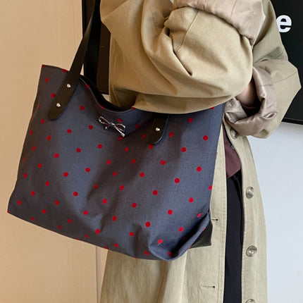 Polyester Bow Polka Dot Tote Bag