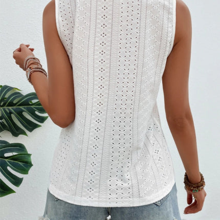 Eyelet Round Neck Tank