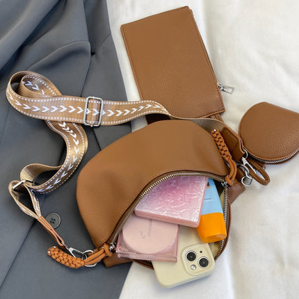 PU Leather Adjustable Strap Crossbody Bag with Coin Purse