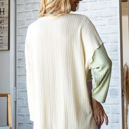 Culture Code Color Block Round Neck Dropped Shoulder Blouse