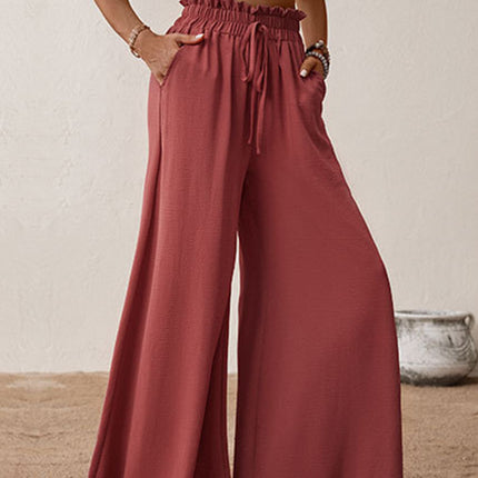 Perfee Frill Tied Wide Leg Pants