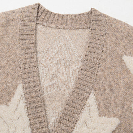 Sherpa Star V-Neck Cardigan with Pockets