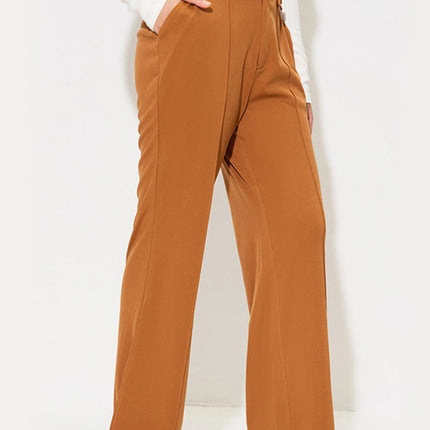 Slit Wide Leg Pants with Pockets