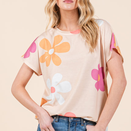 BOMBOM Floral Short Sleeve T-Shirt