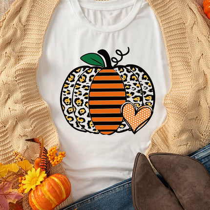 Pumpkin Graphic Round Neck Short Sleeve T-Shirt