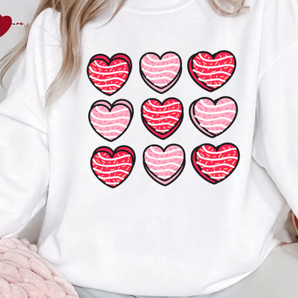 Valentine's Day Heart Round Neck Long Sleeve Sweatshirt