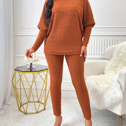 Turtleneck Batwing Sleeve Top and Pants Set