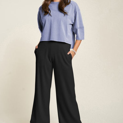 Davi & Dani Wide Leg Mid-Rise Pants