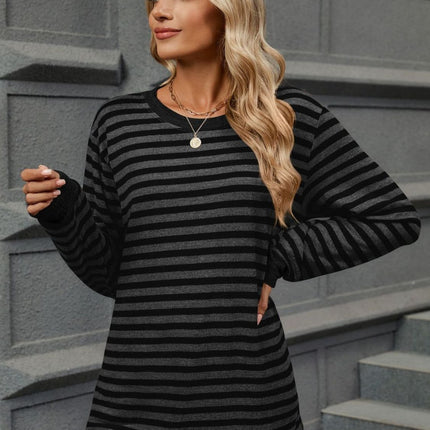 Striped Round Neck Long Sleeve T-Shirt