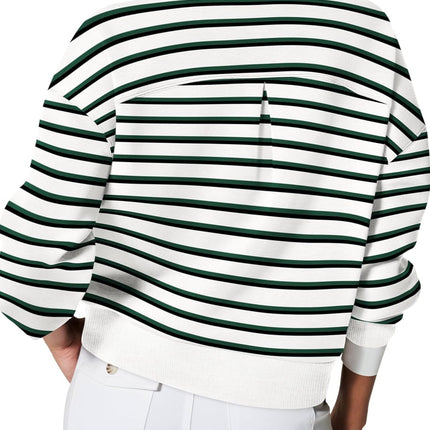 Lovelet Striped Round Neck Long Sleeve Sweatshirt