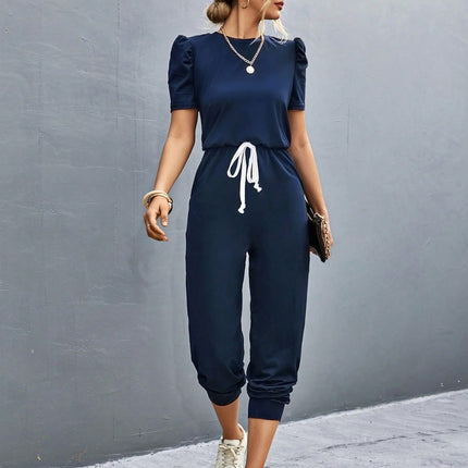 Round Neck Short Sleeve Jumpsuit