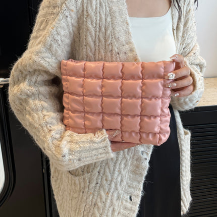 Quilted Plaid Clutch with Zipper