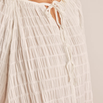 In February Textured Tie Neck Blouse