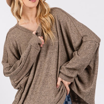 SAGE + FIG Round Neck Batwing Sleeve Oversize Top