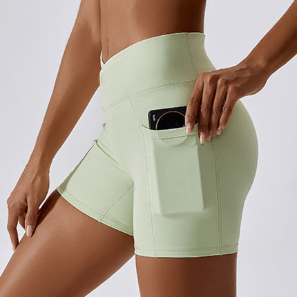 Ruched Pocketed High Waist Active Shorts