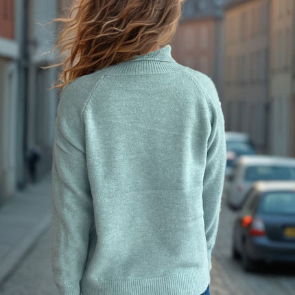 Solid Color Turtleneck Long Sleeve Sweater