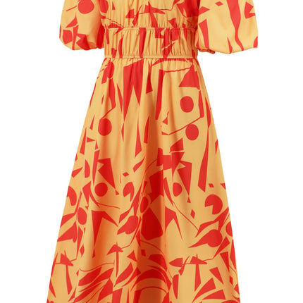 Printed Off-Shoulder Balloon Sleeve Dress