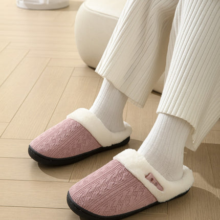 Horn Buckle Furry Texture Flat Slippers