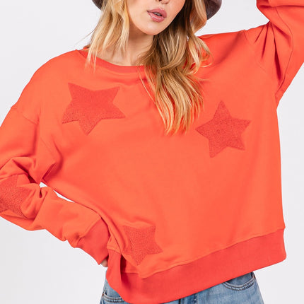 SAGE + FIG Star Patch Long Sleeve Sweatshirt