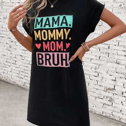 Letter Graphic Short Sleeve Mini Tee Dress