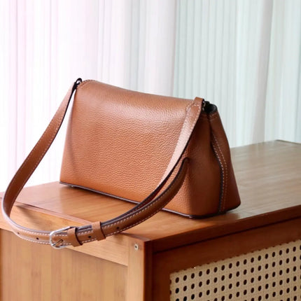Swedish niche Toteme ladies lychee grain cowhide T-lock buckle simple commuting large-capacity shoulder Messenger bag clutch