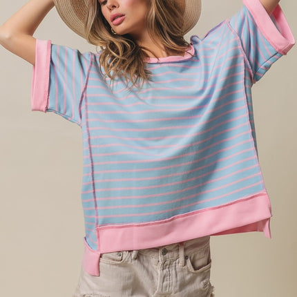 BiBi Exposed Seam Stripe Contrast T-Shirt