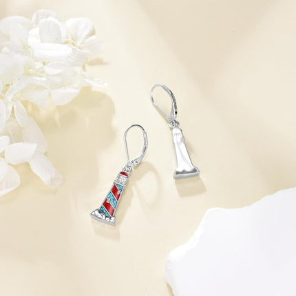 925 Sterling Silver Lighthouse Earrings for Women Girls Ocean Theme Summer s