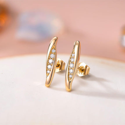 14K Gold Moissanite Bar Stud Earrings for Women - Minimalist s for Mom Girlfriend & Daughter