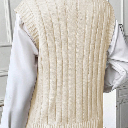 Cable Knit Turtleneck Sweater Vest