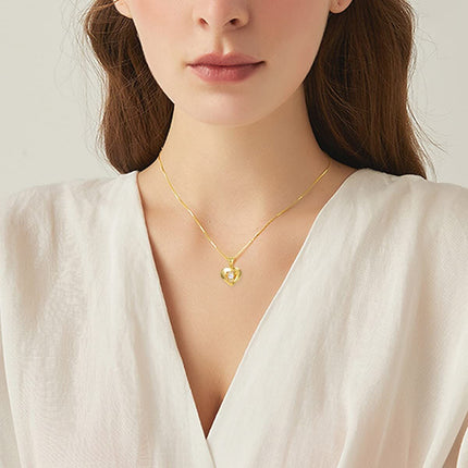 18k Gold Heart Pendant Necklace with 18kt Gold Chain Fine Jewelry for Wife Mother's Day Gift 18 Inches