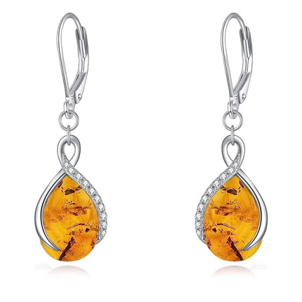 925 Sterling Silver Opal Pear-Shaped Drop Earrings with Leverback Hooks for Women Gift Ideas