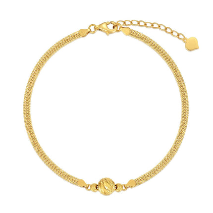 18K Gold Italian Mesh Link Chain Heart Charm Bracelet for Women Anniversary Gift