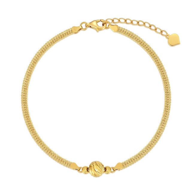 18K Gold Italian Mesh Link Chain Heart Charm Bracelet for Women Anniversary Gift