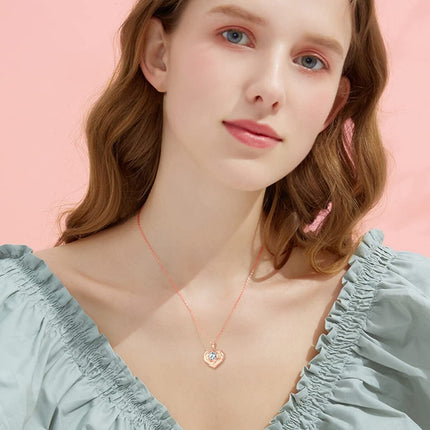 14K Rose Gold Moissanite Flower Knot Pendant Necklace with Butterfly Charm for Women
