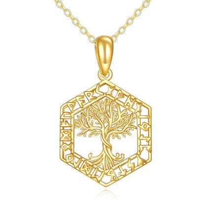 14K Gold Tree Of Life Pendant Necklace For Women