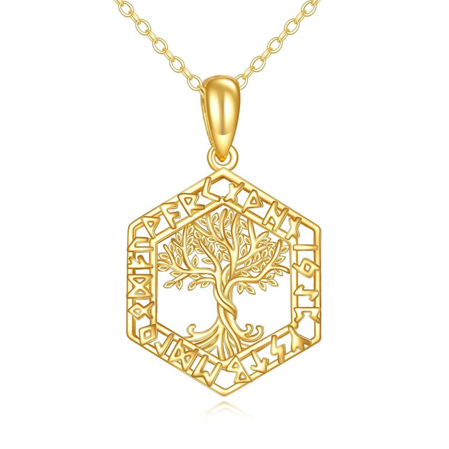 14K Gold Tree Of Life Pendant Necklace For Women