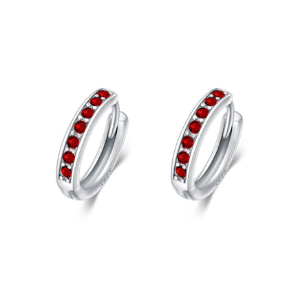 925 Sterling Silver 925 Sterling Silver Cubic Zirconia Austrian Crystals Birthstone Huggie Hoop Earrings