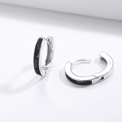 925 Sterling Silver Simulated Opal Hoop Earrings for Women Hypoallergenic Huggie Hinged Hoops Colorful Jewelry Gift
