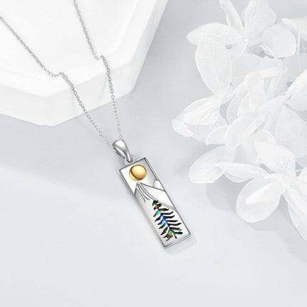 925 Sterling Silver & Hypoallergenic Mountain Pendant Necklace for Women - 28mm Nature Jewelry Gift for Skiers Hikers Campers - 18+2 Chain
