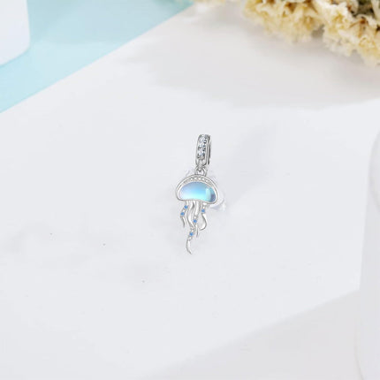 925 Sterling Silver Jellyfish Charm Beads Fits Bracelets Necklace Jewelry for Women