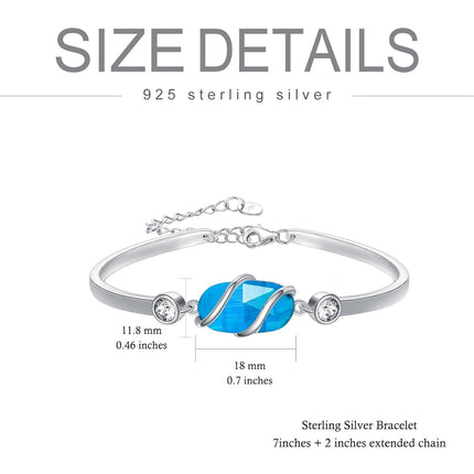925 Sterling Silver Green Malachite Stone Bangle Bracelet for Women Gifts