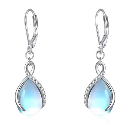 925 Sterling Silver Opal Pear-Shaped Drop Earrings with Leverback Hooks for Women Gift Ideas