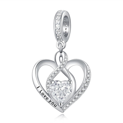 925 Sterling Silver Heart Birthstone Charms for Bracelets Jewelry Gifts