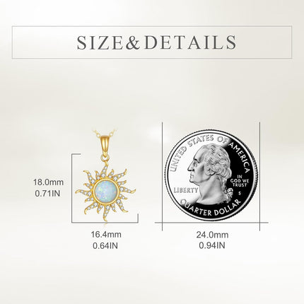 14K Gold Sun & Moon Opal Pendant Necklace for Women - Elegant s