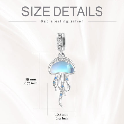 925 Sterling Silver Jellyfish Charm Beads Fits Bracelets Necklace Jewelry for Women