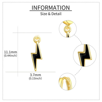 14K Gold Lightning Bolt Dangle Hoop Earrings for Women