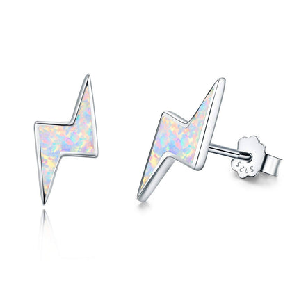 925 Sterling Silver Lightning Bolt Fire Opal Stud Earrings Hypoallergenic s for Women