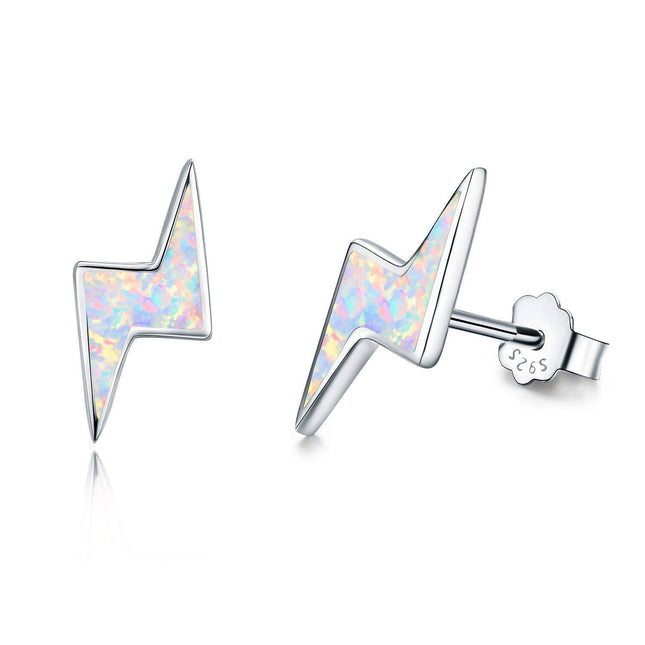 925 Sterling Silver Lightning Bolt Fire Opal Stud Earrings Hypoallergenic s for Women